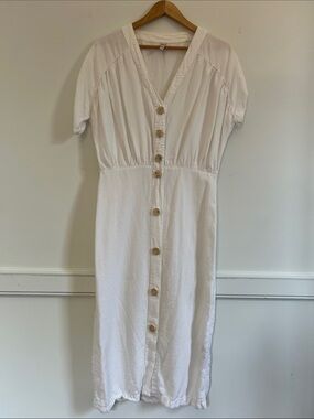 Zara Button-Front White Midi Dress